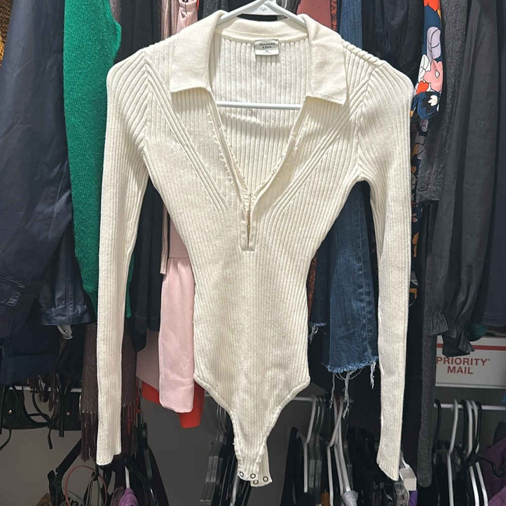 Abercrombie & Fitch Cream Sweater Bodysuit, XS